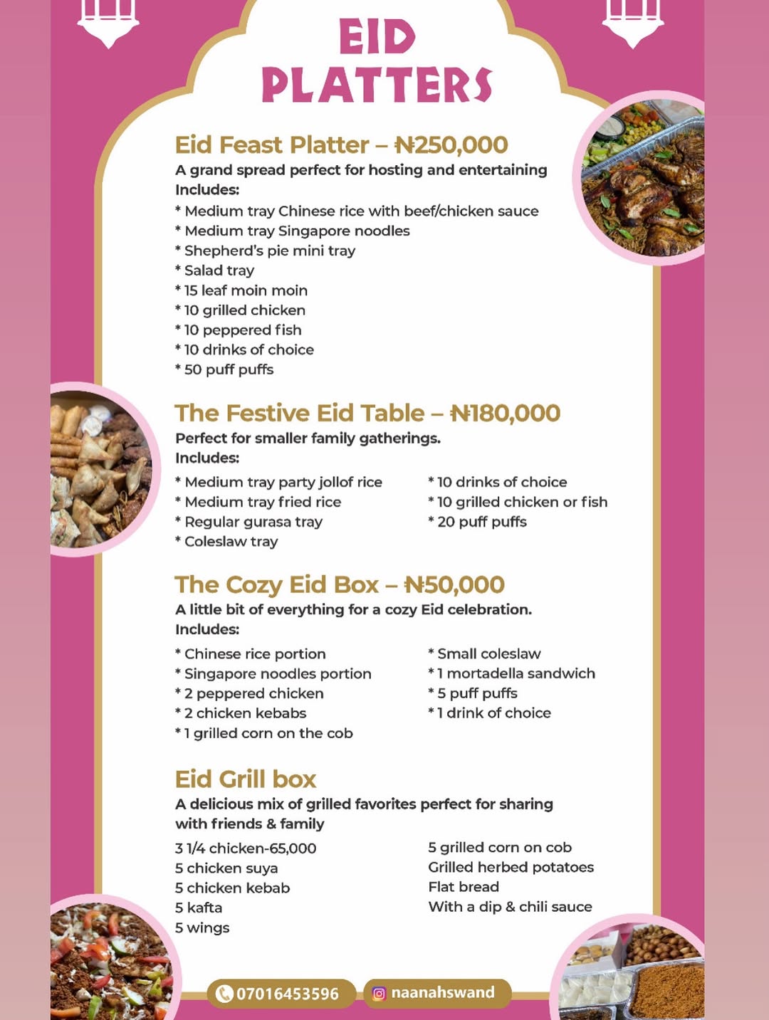 Now taking orders for 1st and 2nd day of Eid. Let’s help you do the cooking while you deal with meal prep only😁
Order window closes 2 days to Eid!